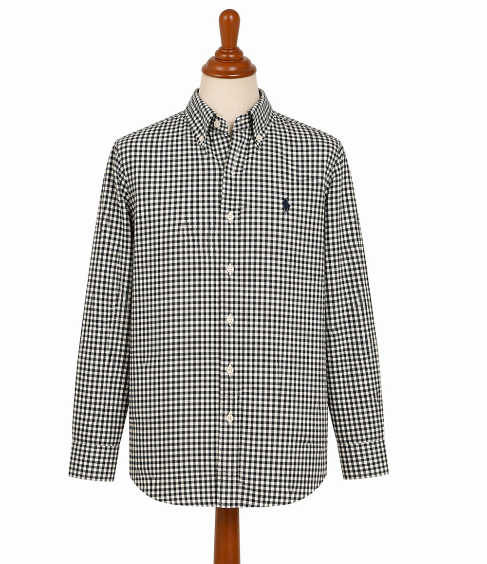 Ralph Lauren Oxford Button Down Long Sleeve Shirt Green Checkered Preppy Kids